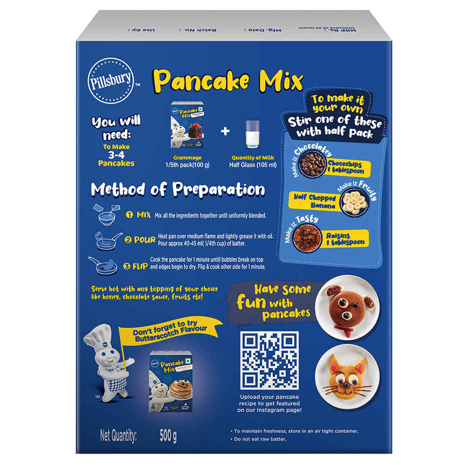 Pillsbury Chocolate Flavour Pancake Mix 2-Minute Pancake Mix For Kids | No-Preservatives