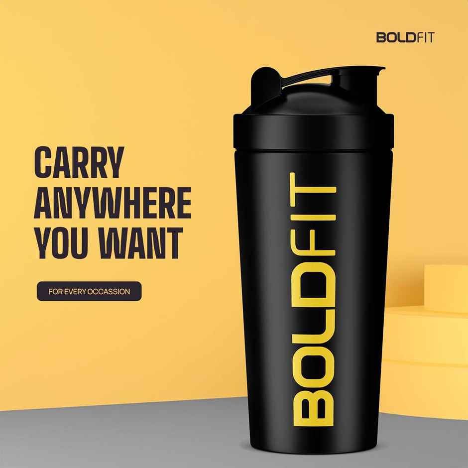 Boldfit Steel Gym Shaker Bottle | 700ml Leakproof Protein Mixer