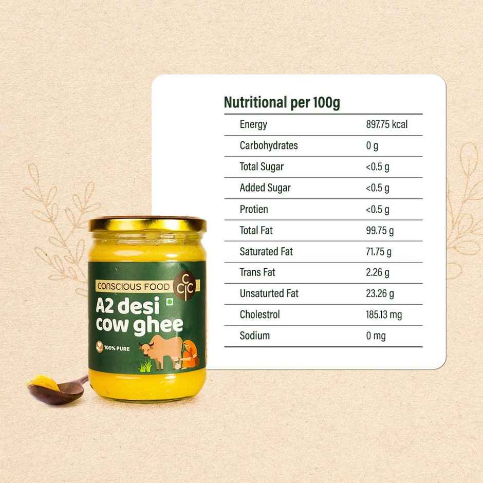 Conscious Food A2 Desi Cow Ghee | Glass Jar