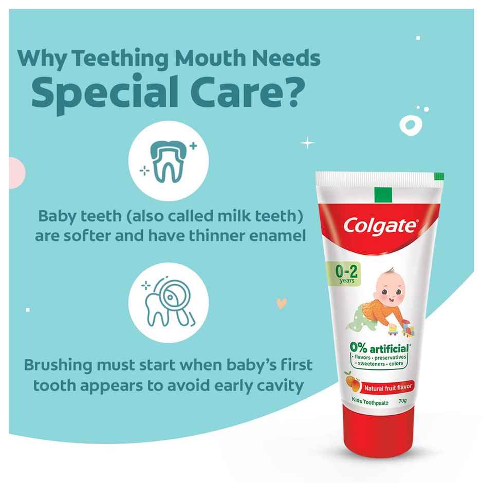Colgate Toothpaste for Kids (0-2 years), Natural Fruit Flavour, SLS & Fluoride free