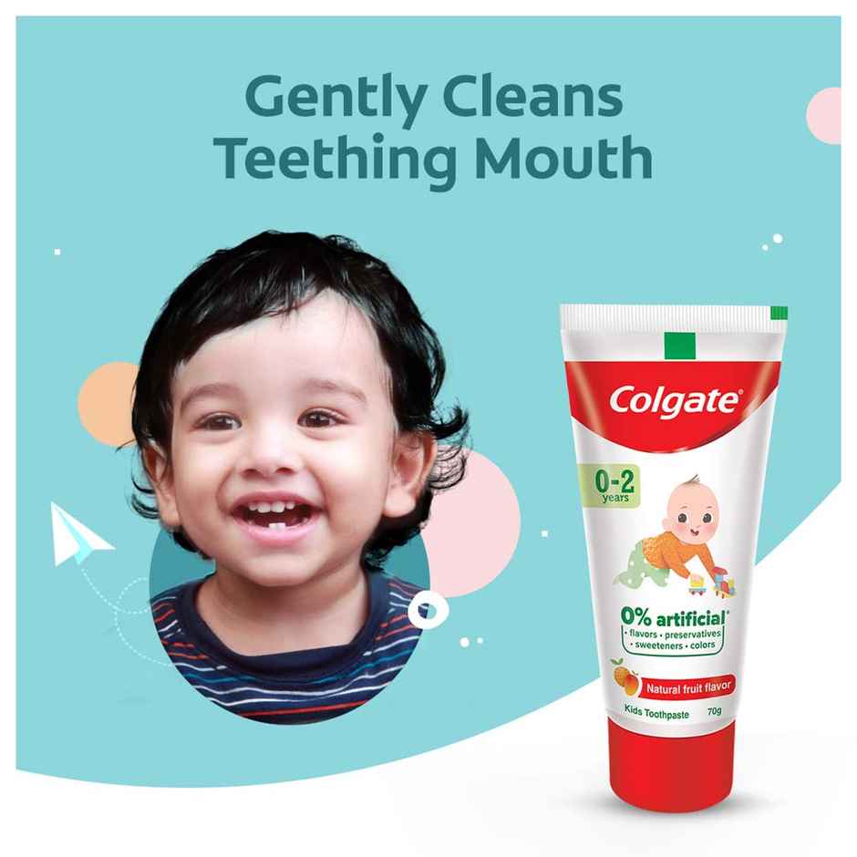 Colgate Toothpaste for Kids (0-2 years), Natural Fruit Flavour, SLS & Fluoride free
