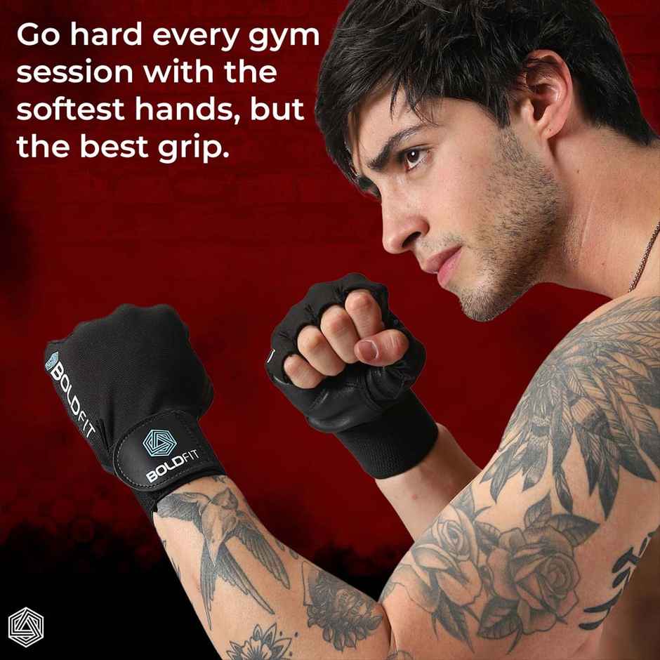 Boldfit Gym Gloves For Men With Wrist Support For Exercise Cycling Bike Sports - Medium