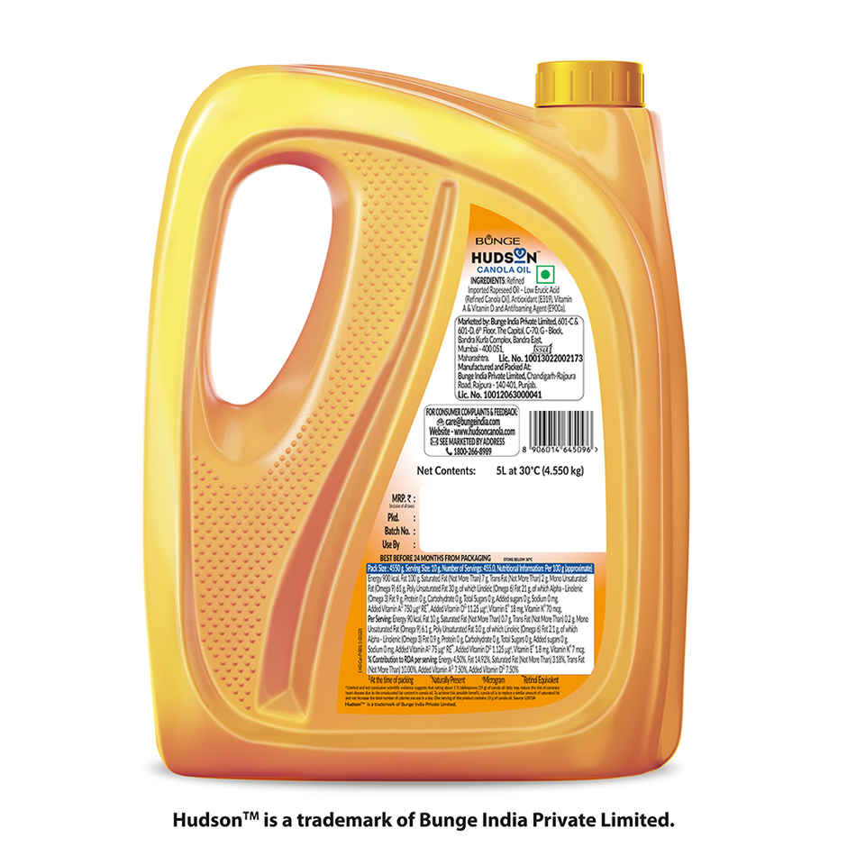 Hudson Canola Oil 5L (Jar)