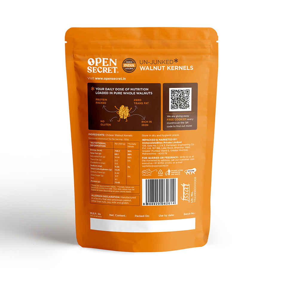 Open Secret Premium Walnut Kernel (Akhrot) -High Protein, Fasting Vrat Special, Healthy Snacking