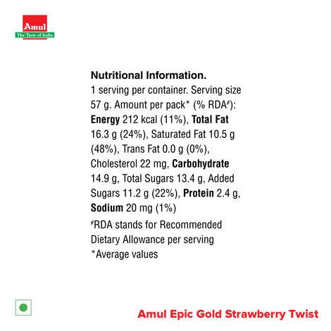 Amul Epic Strawberry Twist Gold Ice Cream Stick