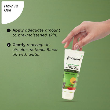Pilgrim Tea Tree purifying Gel Face Wash with 1% Salicylic Acid for Oily Skin, Acne and Pimples