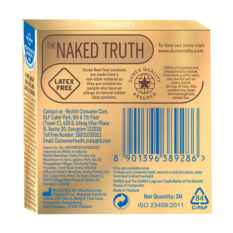 Durex Real Feel Condoms For Men For Real Skin On Skin Feeling Latex Free