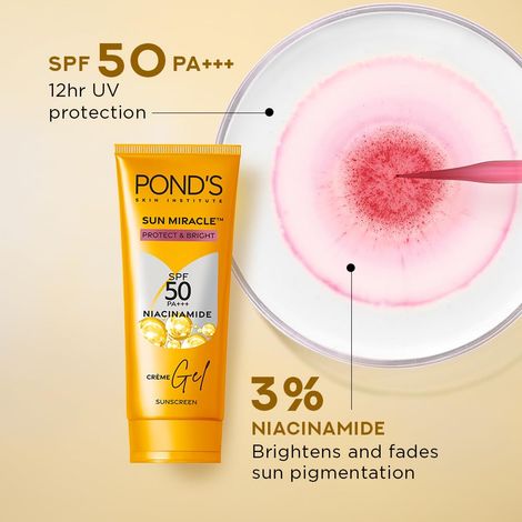 Ponds Sun Miracle SPF 50 PA+++ Light Sunscreen Protect & Bright, With 3% Active Niacinamide