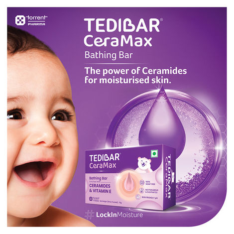 Tedibar Ceramax Bathing Bar - Enriched with Ceramides & Vitamin E |100% Soap Free