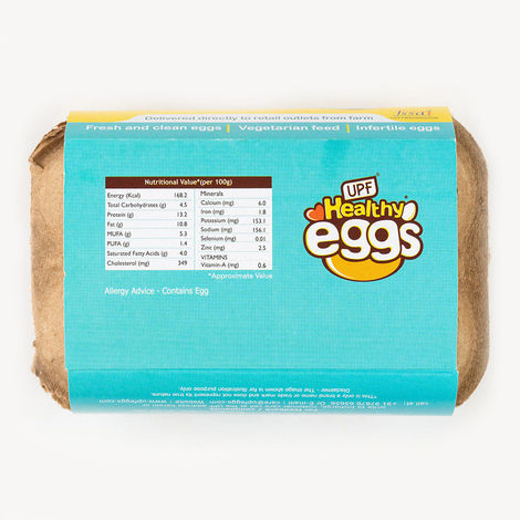 UPF Healthy White - Large Eggs, 6 Pieces | Protein Rich | Veg Feed | Infertile