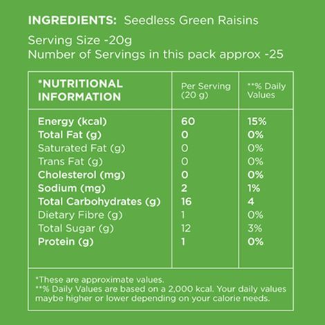 Open Secret Premium Green Raisins (Kishmish) - Rich in Fibre,Healthy Snacking