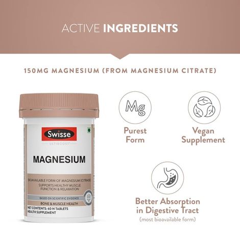 Swisse Magnesium For, Sound Sleep & Stress Relief - Supports Relaxing, Calming - 60 Tablets