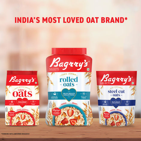 Bagrry's Rolled Oats Jar High Fibre Premium Rolled Oats Protein Rich Breakfast Cereal Wholegrain Breakfast