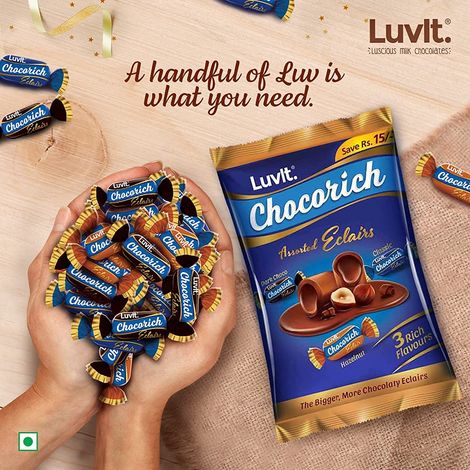 Luvit Chocorich Eclairs Assorted Pack Chocolate | Hazelnut | Dark Choco