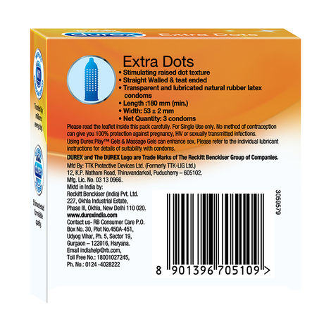 Durex Extra Dots Condom - Dotted Condoms
