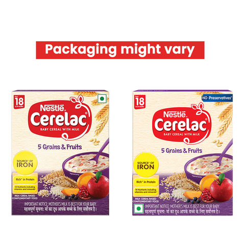 Nestle Cerelac 5 Grains & Fruits Baby Food Cereal, No Preservatives, 18 to 24 Months Baby