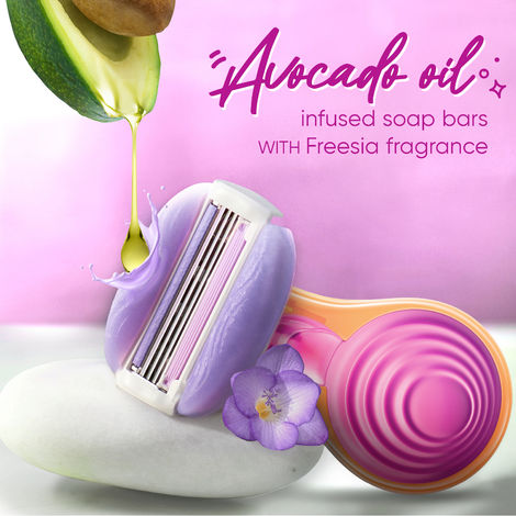 Gillette Venus Snap Hair Remover Women Body Razor Compact Case|Soap Gel Bar With Avocado