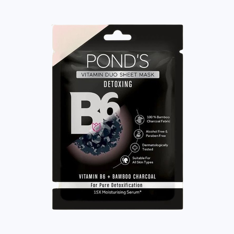 POND'S Activated Charcoal Clear Detox Skin, With Vitamin B6 Sheet Mask