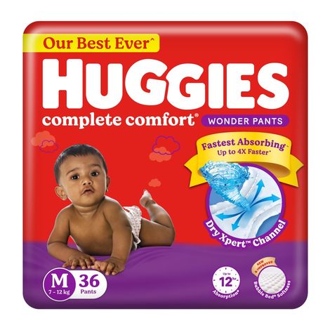 Huggies Complete Comfort Wonder Baby Diapers | Pant Style | M | 36 pcs