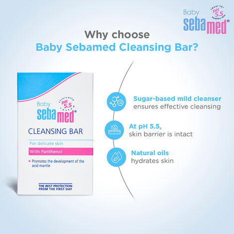 Baby Sebamed Cleansing Bar | pH 5.5 | Newborn bathing | Soap Free | Tear Free