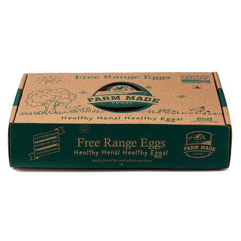 Farm Made Free Range Brown Eggs, 12 Pieces - Protein Rich, Veg Feed, Non-Fertile