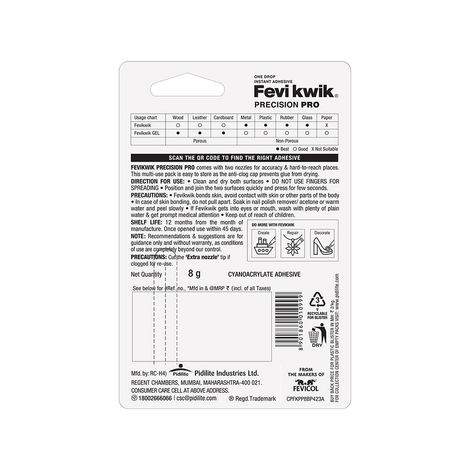 Fevikwik Precision Pro 8 G |Multi-Use Pack With Precision Nozzle