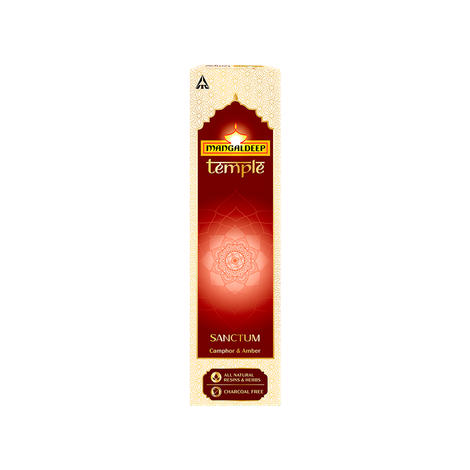 Mangaldeep Temple Sanctum - With Camphor & Amber Infused Fragrances - Hand Rolled Premium Incense
