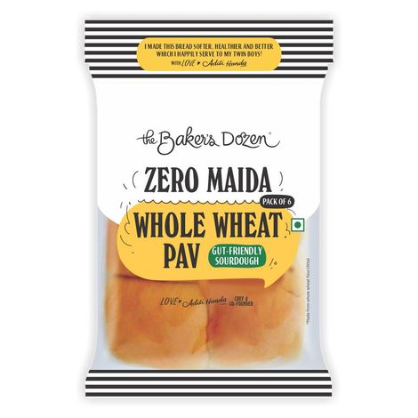 The Baker's Dozen Zero Maida Pav No Palm Oil No Preservative 100% Wholewheat