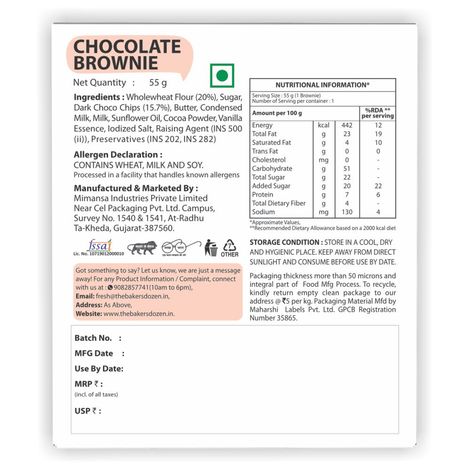 the Baker's Dozen Zero Maida Chocolate Brownie