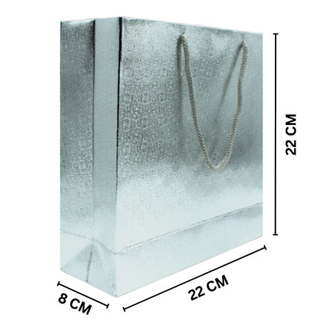 Silver Paper Bag 9 x 9 x 3 Inch - Assorted Design
