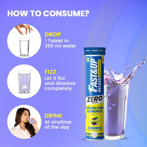 Fast&Up Reload Zero Sugar Energy Drink for Hydration - Ice Current Flavour