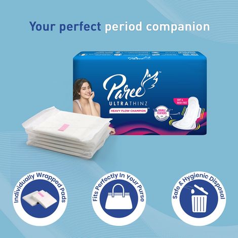 Paree Ultra Thinz Soft & Rash Free Double Feathers Sanitary Pads | XXL | 7 pcs