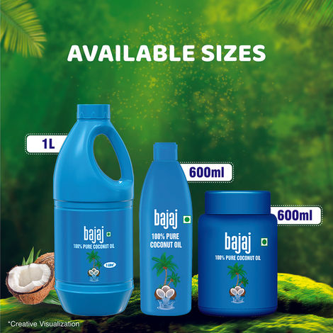 Bajaj 100% Pure Coconut Oil | Made with Premium Grade 1 Quality Coconuts