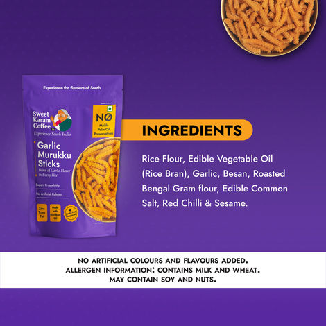 Sweet Karam Coffee Garlic Murukku Sticks Namkeen