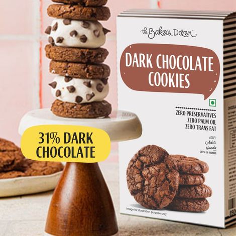 The Baker's Dozen Dark Chocolate Flavoured Biscuits Cookies | Made with Pure Chocolate | Artificial Colour-free
