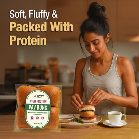 Protein Chef High Protein Pav Bun (Zero Maida, Multigrain) - Made with MP Sharbati Wheat