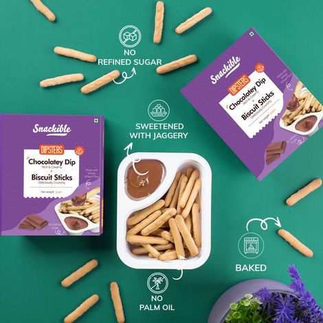 Snackible Biscuit Sticks (with Chocolatey Dip) | Made with Jaggery