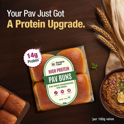 Protein Chef High Protein Pav Bun (Zero Maida, Multigrain) - Made with MP Sharbati Wheat