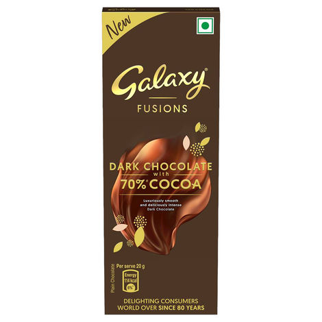 Galaxy Fusions Silky Smooth Dark Chocolate Bar, Made with 70% Cocoa