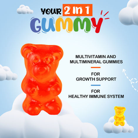 Health OK Multivitamins tasty Gummies for Kids (with Vitamin C, Vitamin D, Vitamin B12, B6, Zinc for growth development immunity)