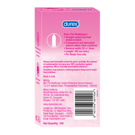 Durex Extra Thin Bubblegum Flavoured Condoms