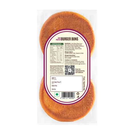 High Protein Burger Bun (No Maida) - Made with MP Sharbati Wheat