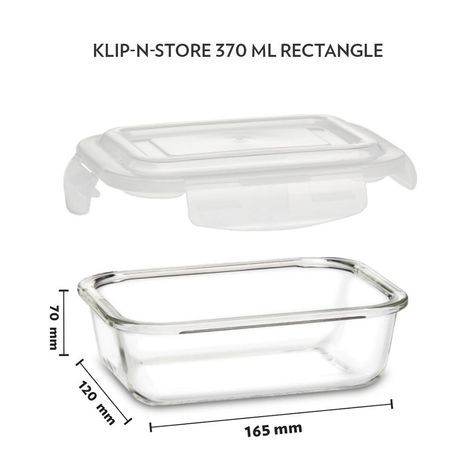 Borosil Klip N Store Storage Container With Airtight Lid (370 ml) | Borosilicate Glass