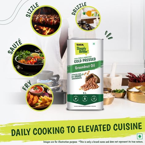 Tata Simply Better Groundnut (Peanut) Cold Pressed Oil | Pure & Unrefined Healthy Cooking Oil