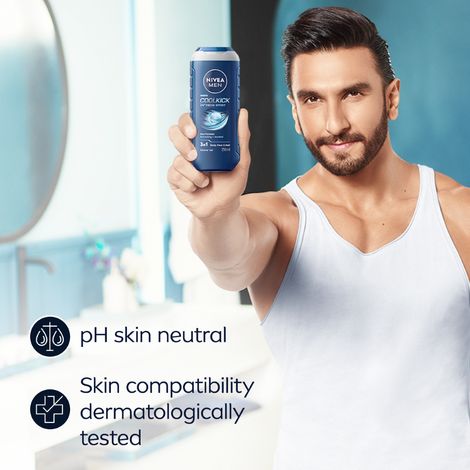 Nivea Men Cool Kick with Refreshing Icy Menthol Shower Gel for Body Face & Hair