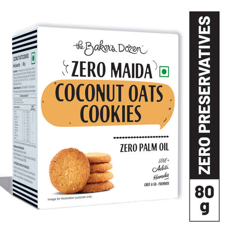 The Baker's Dozen Zero Maida Coconut and Oats Biscuits Cookies | Maida-free and Trans Fat-free