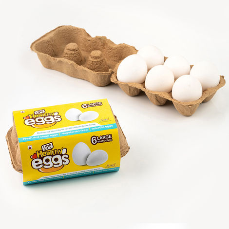 UPF Healthy White - Large Eggs, 6 Pieces | Protein Rich | Veg Feed | Infertile