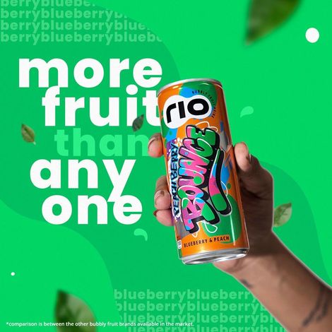 RIO Blueberry Peach Bubbly Fruit Drink Can
