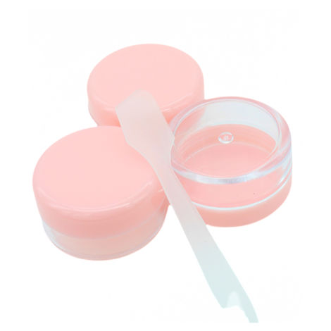 Plastic Multipurpose Cosmetic Travel Pouch Kit with 3 Empty Refillable Bottles and 3 Jars