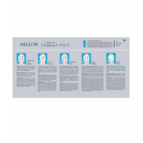 Meglow 5-Step Diamond Facial Kit | Perfect for a Radiant | Glowing Complexion